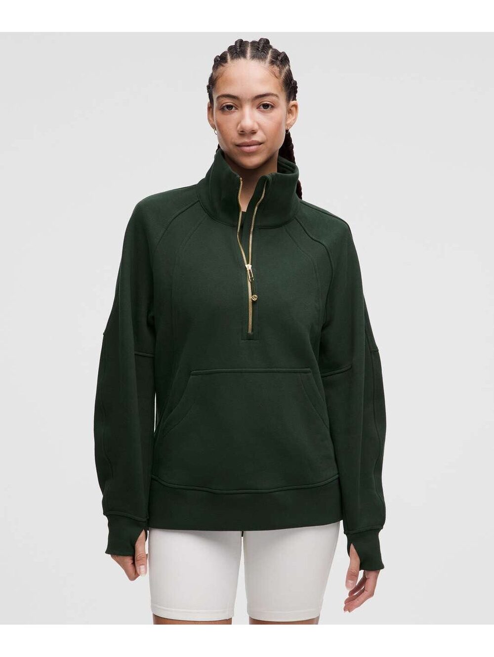 Lululemon Scuba Oversized Funnel-Neck Half Zip *Long Rainforest Green / Gold